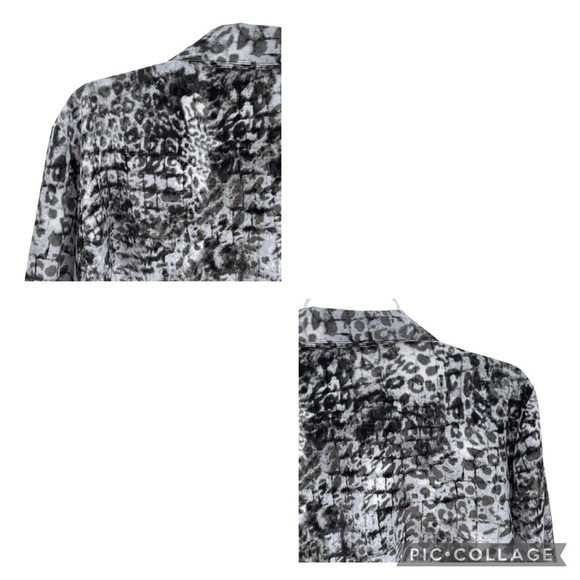 Chico’s Button Up Black/Gray Animal Print Blouse - US Sz XL/16 / Chico's Sz 3 - Picture 9 of 13